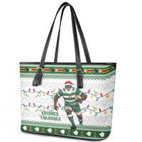 Zimbabwe Rugby Christmas Leather Tote Bag The Sables Krismes Yakanaka - Wonder Print Shop