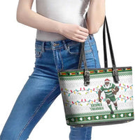 Zimbabwe Rugby Christmas Leather Tote Bag The Sables Krismes Yakanaka - Wonder Print Shop