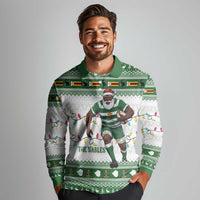 Zimbabwe Rugby Christmas Long Sleeve Polo Shirt The Sables Krismes Yakanaka - Wonder Print Shop