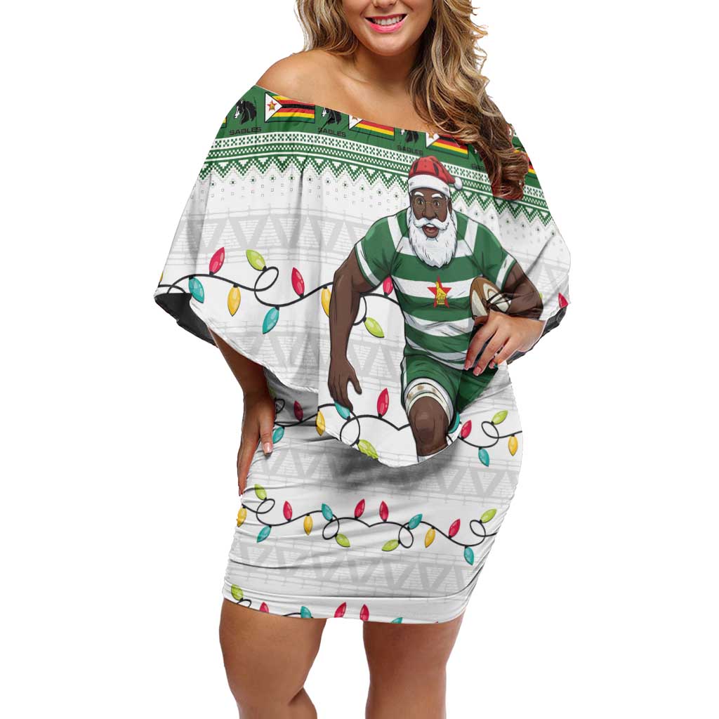Zimbabwe Rugby Christmas Off Shoulder Short Dress The Sables Krismes Yakanaka - Wonder Print Shop