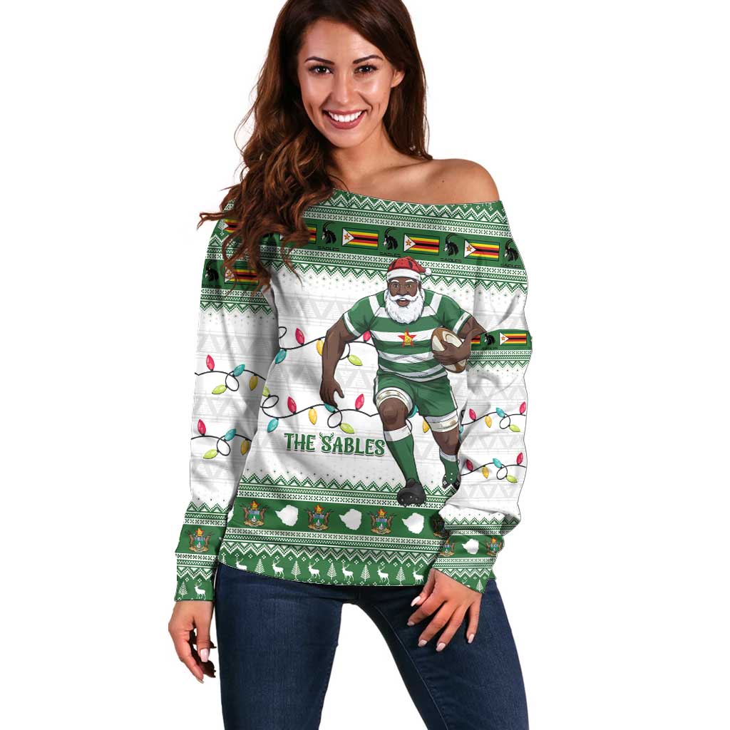 Zimbabwe Rugby Christmas Off Shoulder Sweater The Sables Krismes Yakanaka - Wonder Print Shop