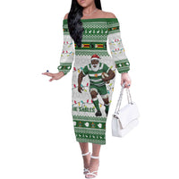 Zimbabwe Rugby Christmas Off The Shoulder Long Sleeve Dress The Sables Krismes Yakanaka - Wonder Print Shop