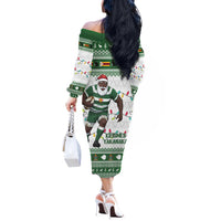 Zimbabwe Rugby Christmas Off The Shoulder Long Sleeve Dress The Sables Krismes Yakanaka - Wonder Print Shop