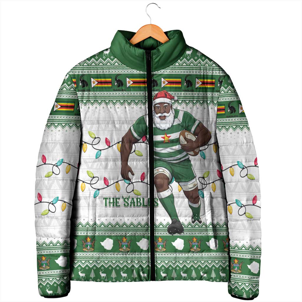 Zimbabwe Rugby Christmas Padded Jacket The Sables Krismes Yakanaka - Wonder Print Shop