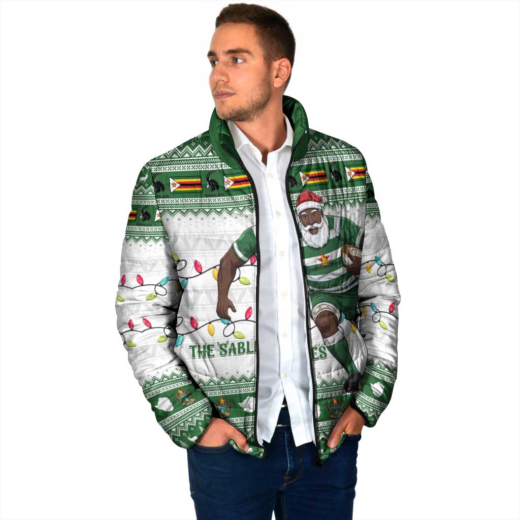 Zimbabwe Rugby Christmas Padded Jacket The Sables Krismes Yakanaka - Wonder Print Shop