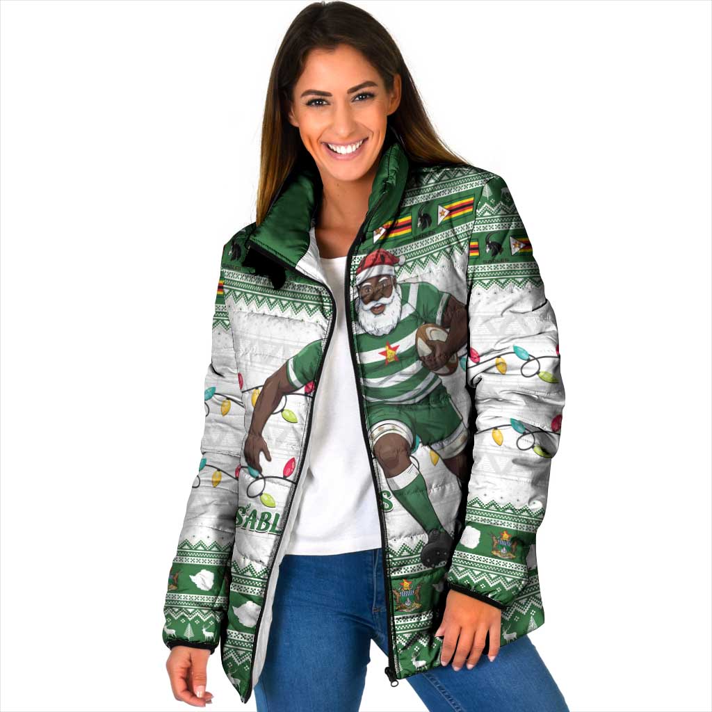 Zimbabwe Rugby Christmas Padded Jacket The Sables Krismes Yakanaka - Wonder Print Shop