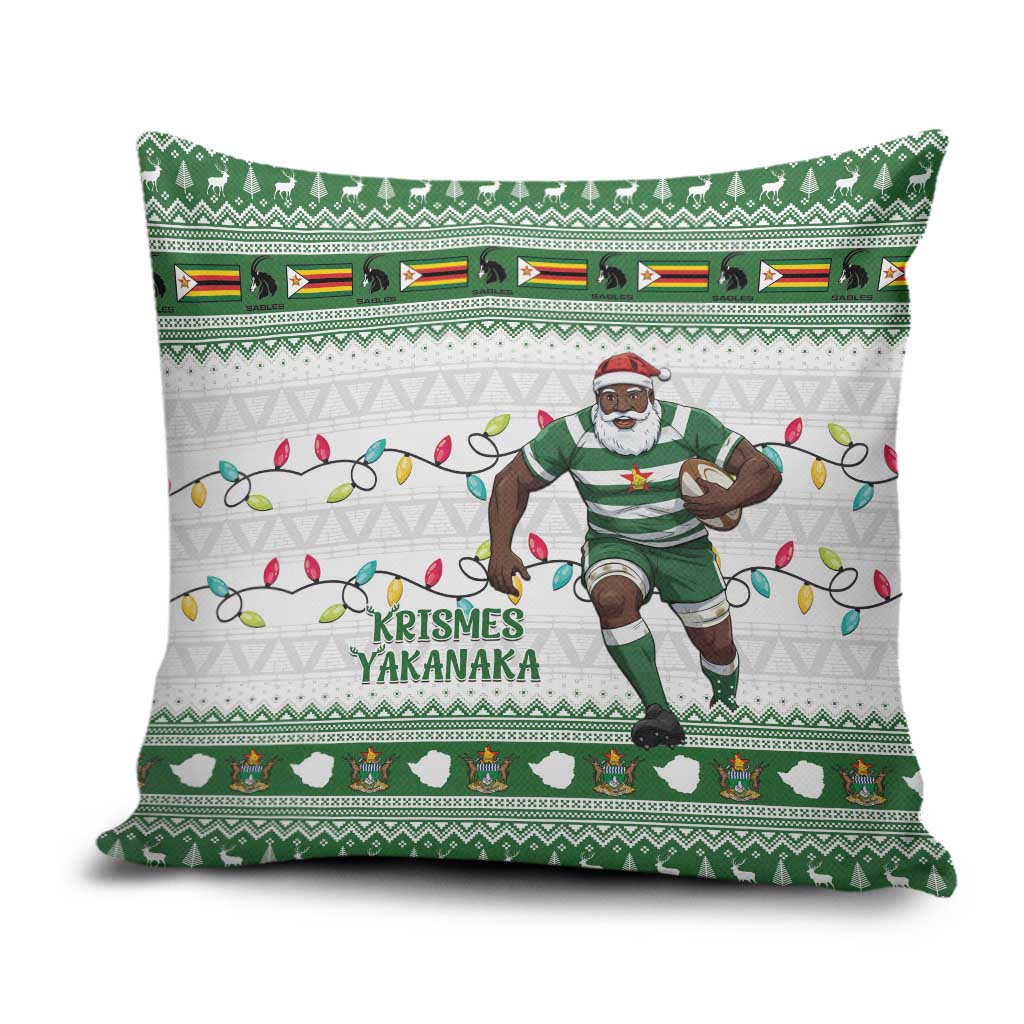 Zimbabwe Rugby Christmas Pillow Cover The Sables Krismes Yakanaka - Wonder Print Shop