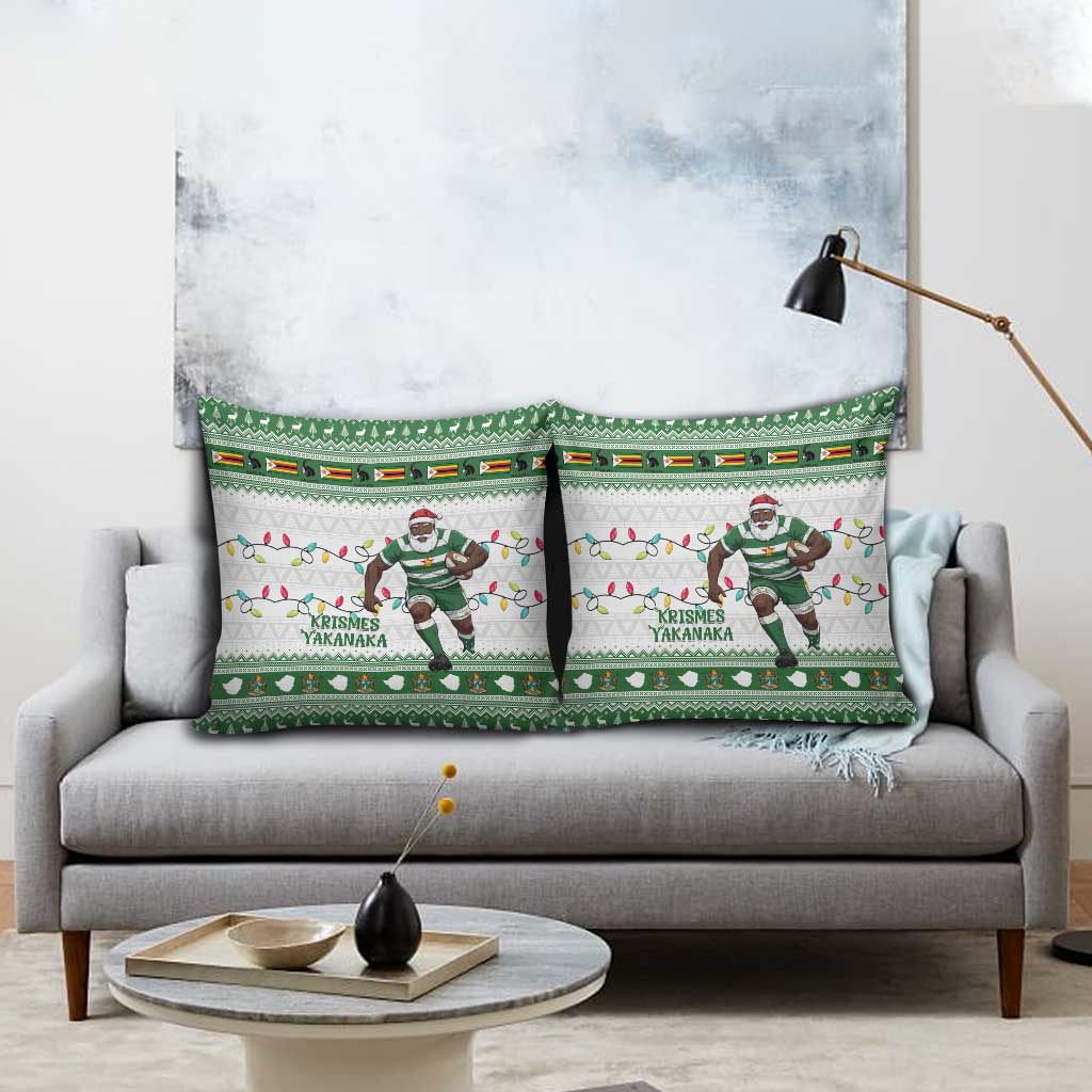 Zimbabwe Rugby Christmas Pillow Cover The Sables Krismes Yakanaka - Wonder Print Shop