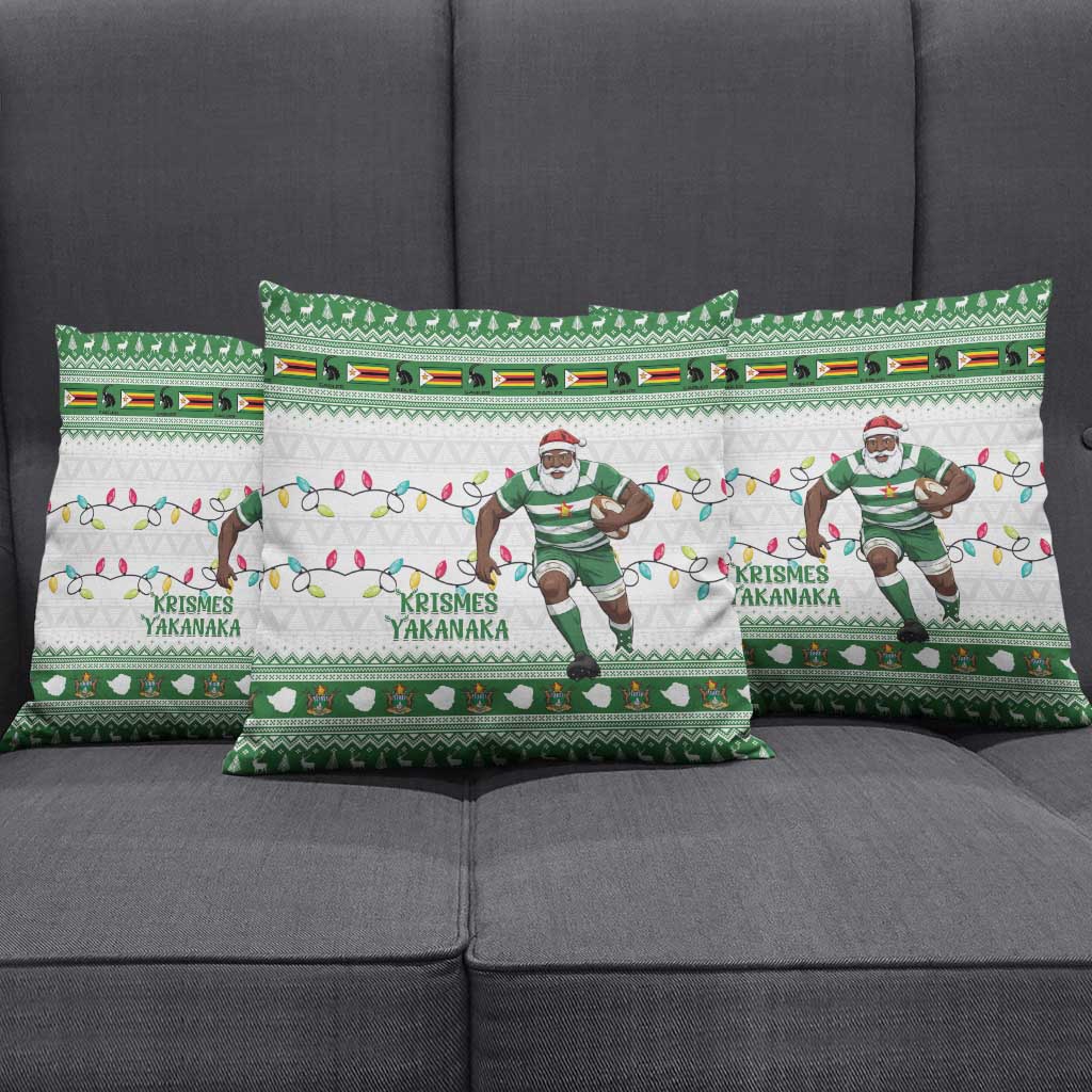 Zimbabwe Rugby Christmas Pillow Cover The Sables Krismes Yakanaka - Wonder Print Shop