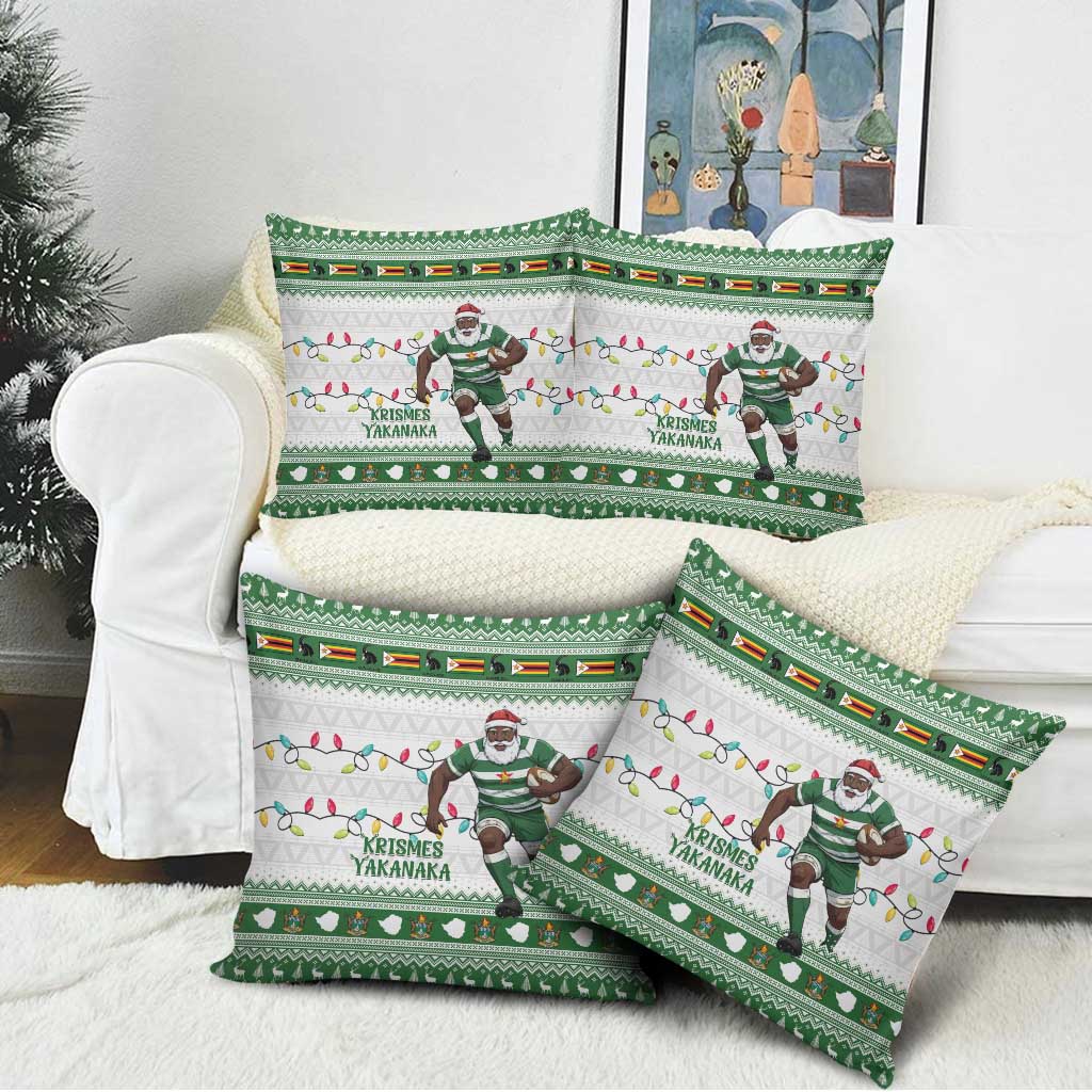 Zimbabwe Rugby Christmas Pillow Cover The Sables Krismes Yakanaka - Wonder Print Shop