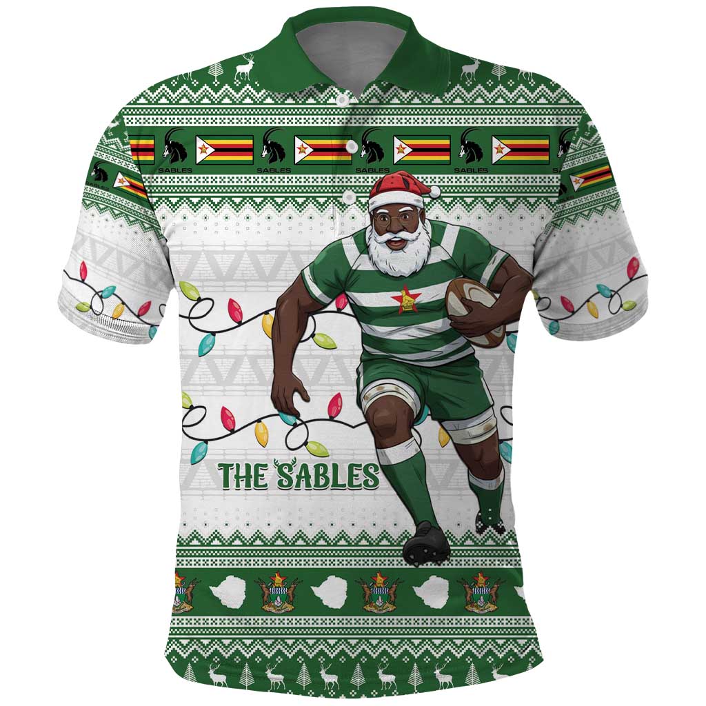 Zimbabwe Rugby Christmas Polo Shirt The Sables Krismes Yakanaka - Wonder Print Shop