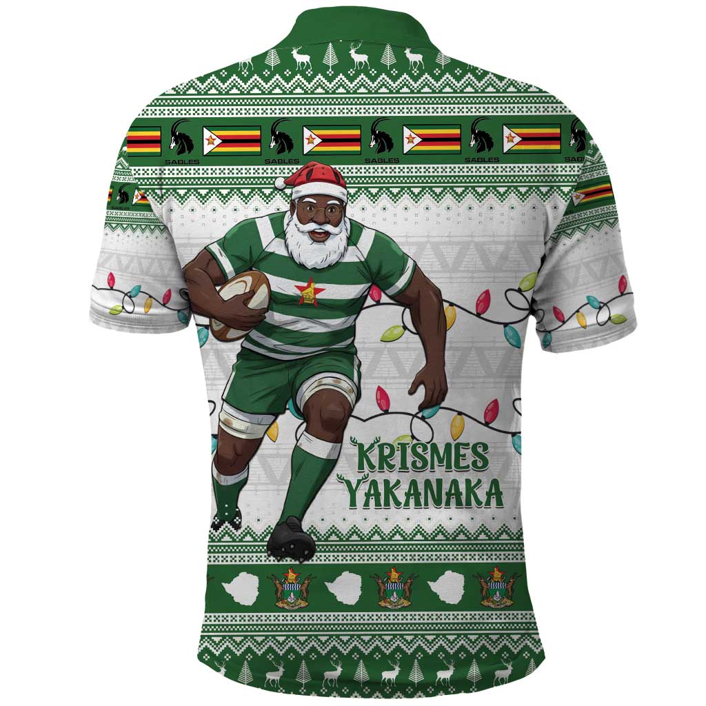 Zimbabwe Rugby Christmas Polo Shirt The Sables Krismes Yakanaka - Wonder Print Shop