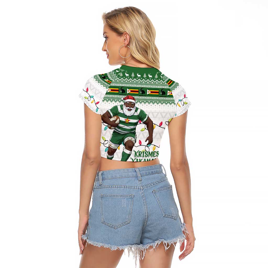 Zimbabwe Rugby Christmas Raglan Cropped T Shirt The Sables Krismes Yakanaka - Wonder Print Shop