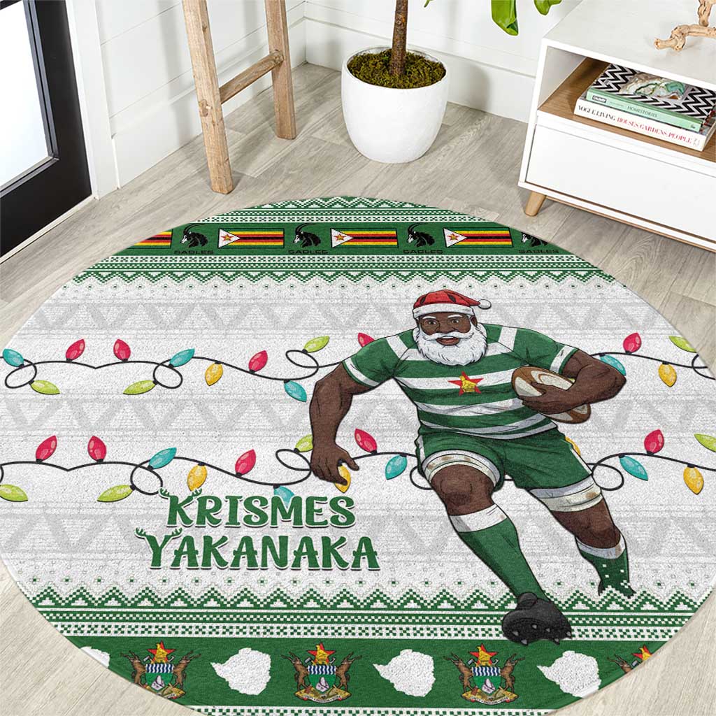 Zimbabwe Rugby Christmas Round Carpet The Sables Krismes Yakanaka - Wonder Print Shop