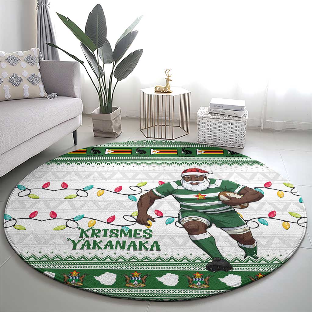 Zimbabwe Rugby Christmas Round Carpet The Sables Krismes Yakanaka - Wonder Print Shop