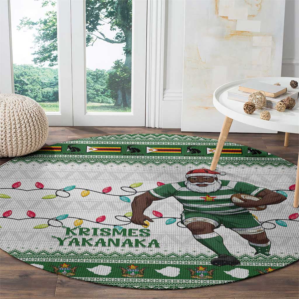Zimbabwe Rugby Christmas Round Carpet The Sables Krismes Yakanaka - Wonder Print Shop