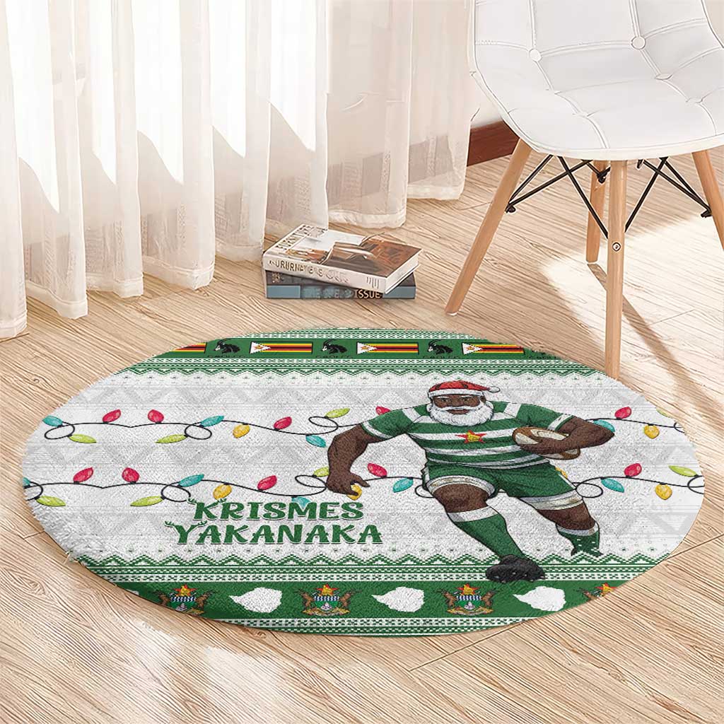Zimbabwe Rugby Christmas Round Carpet The Sables Krismes Yakanaka - Wonder Print Shop