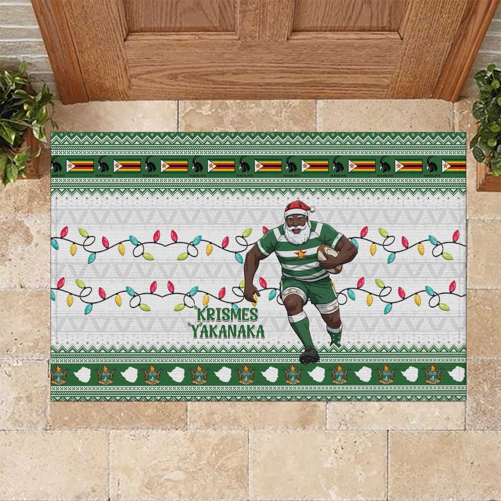 Zimbabwe Rugby Christmas Rubber Doormat The Sables Krismes Yakanaka - Wonder Print Shop