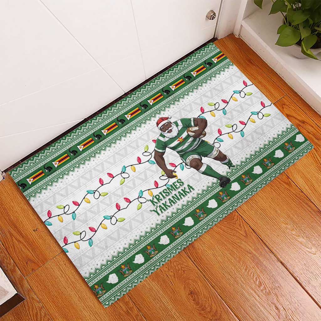 Zimbabwe Rugby Christmas Rubber Doormat The Sables Krismes Yakanaka - Wonder Print Shop