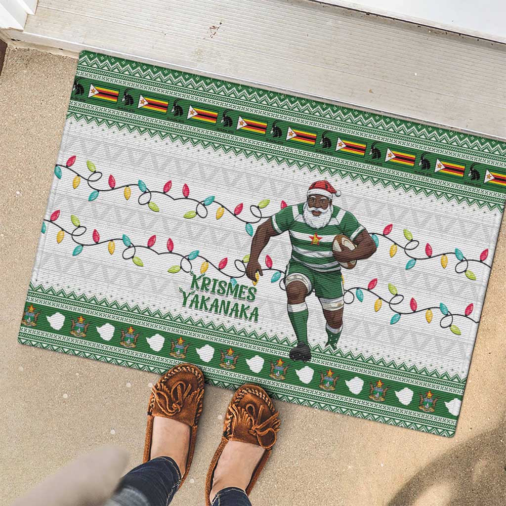 Zimbabwe Rugby Christmas Rubber Doormat The Sables Krismes Yakanaka - Wonder Print Shop