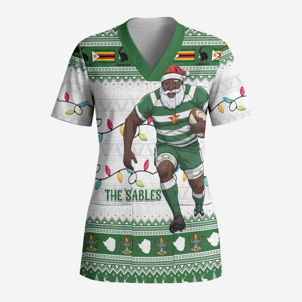 Zimbabwe Rugby Christmas Scrub Top The Sables Krismes Yakanaka - Wonder Print Shop
