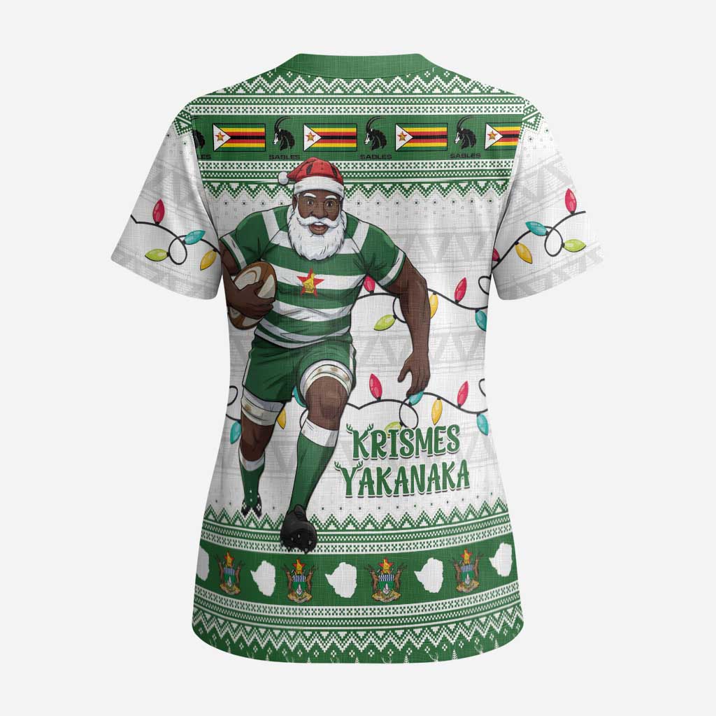 Zimbabwe Rugby Christmas Scrub Top The Sables Krismes Yakanaka - Wonder Print Shop