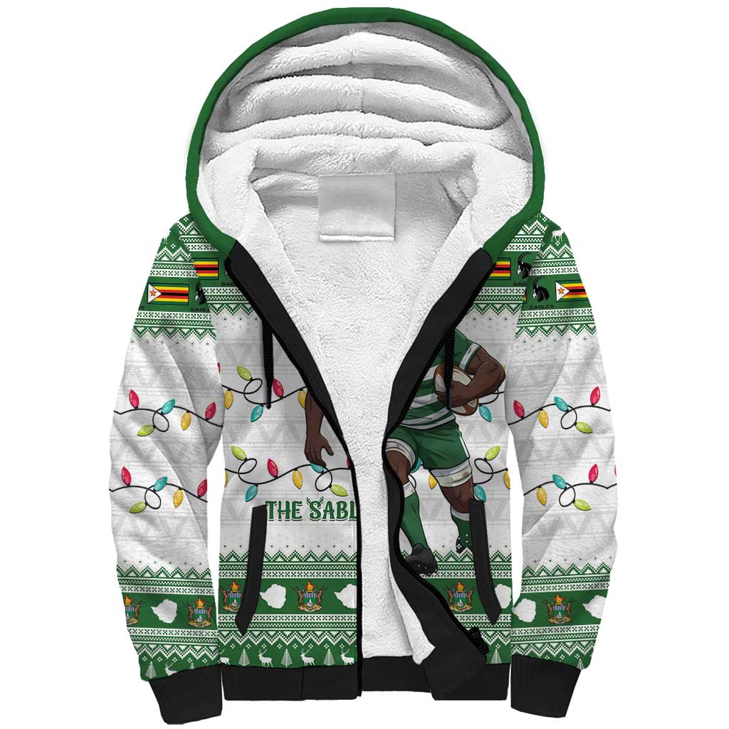 Zimbabwe Rugby Christmas Sherpa Hoodie The Sables Krismes Yakanaka - Wonder Print Shop