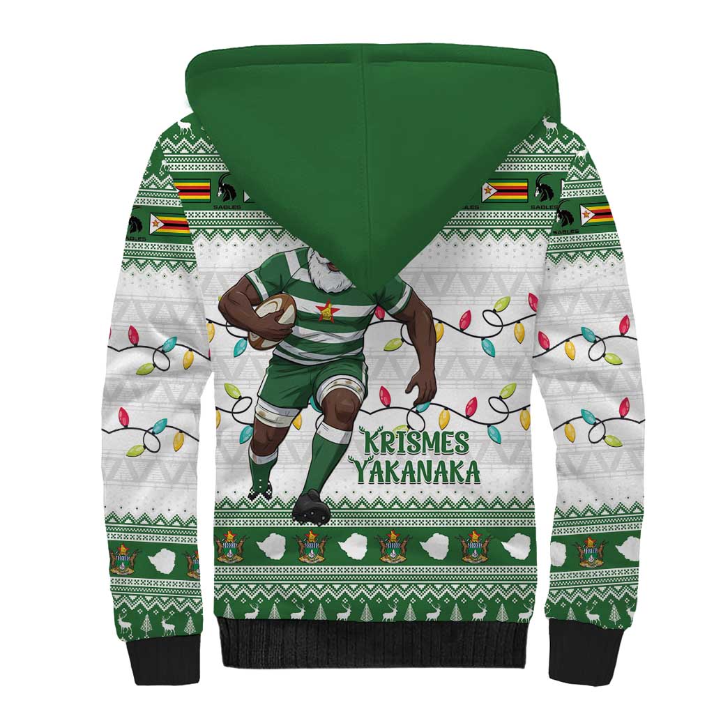 Zimbabwe Rugby Christmas Sherpa Hoodie The Sables Krismes Yakanaka - Wonder Print Shop