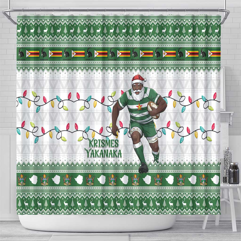 Zimbabwe Rugby Christmas Shower Curtain The Sables Krismes Yakanaka - Wonder Print Shop