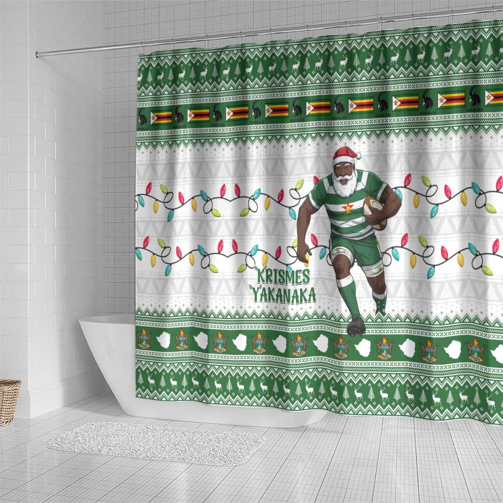 Zimbabwe Rugby Christmas Shower Curtain The Sables Krismes Yakanaka - Wonder Print Shop