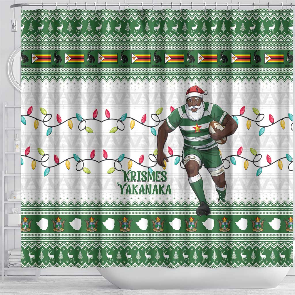 Zimbabwe Rugby Christmas Shower Curtain The Sables Krismes Yakanaka - Wonder Print Shop