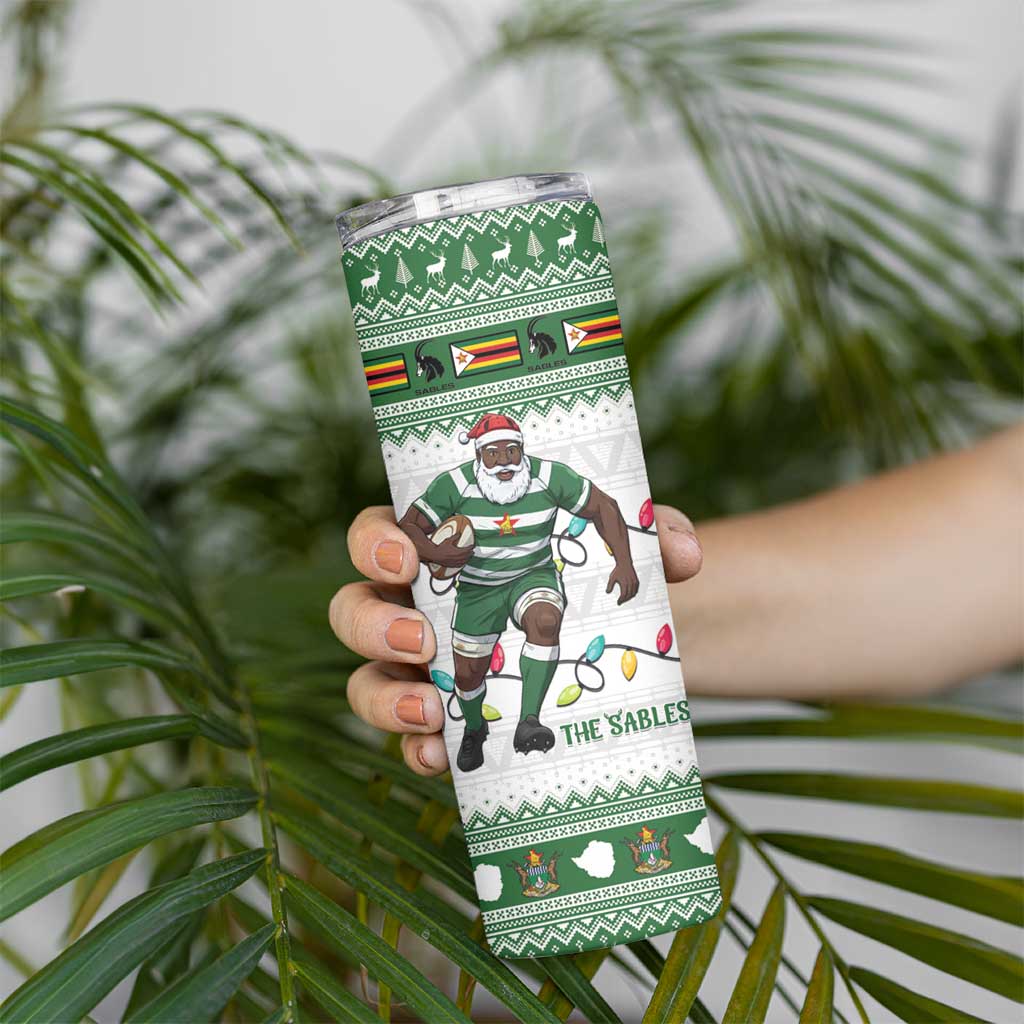 Zimbabwe Rugby Christmas Skinny Tumbler The Sables Krismes Yakanaka - Wonder Print Shop