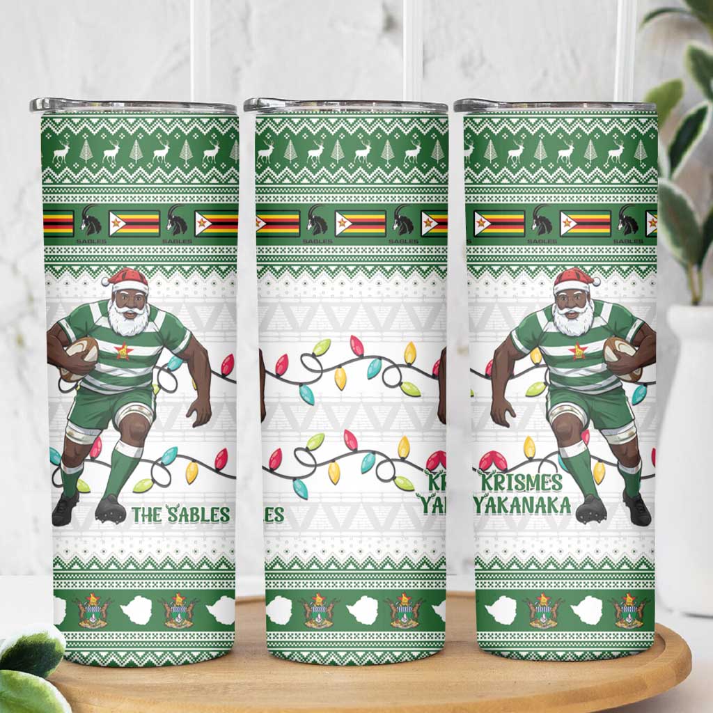 Zimbabwe Rugby Christmas Skinny Tumbler The Sables Krismes Yakanaka - Wonder Print Shop