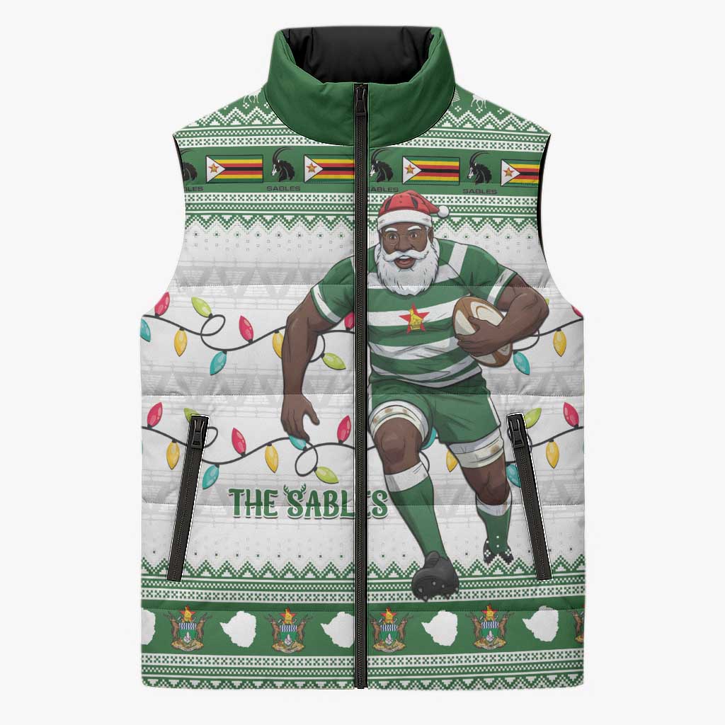 Zimbabwe Rugby Christmas Sleeveless Puffer Jacket The Sables Krismes Yakanaka - Wonder Print Shop