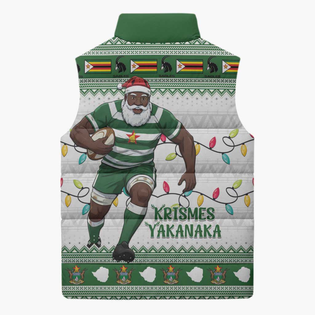 Zimbabwe Rugby Christmas Sleeveless Puffer Jacket The Sables Krismes Yakanaka - Wonder Print Shop