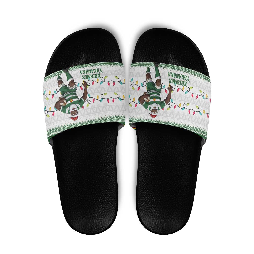 Zimbabwe Rugby Christmas Slide Sandals The Sables Krismes Yakanaka - Wonder Print Shop
