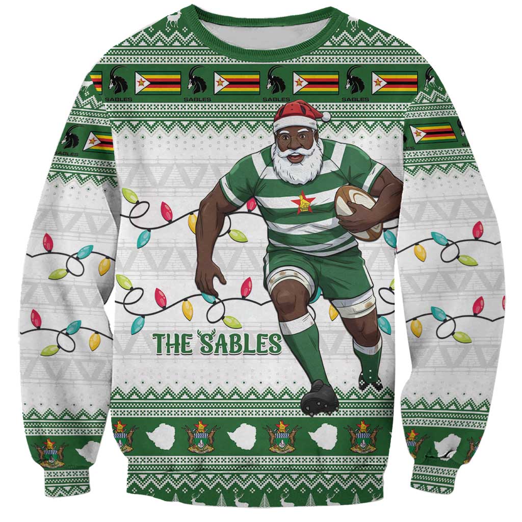 Zimbabwe Rugby Christmas Sweatshirt The Sables Krismes Yakanaka - Wonder Print Shop