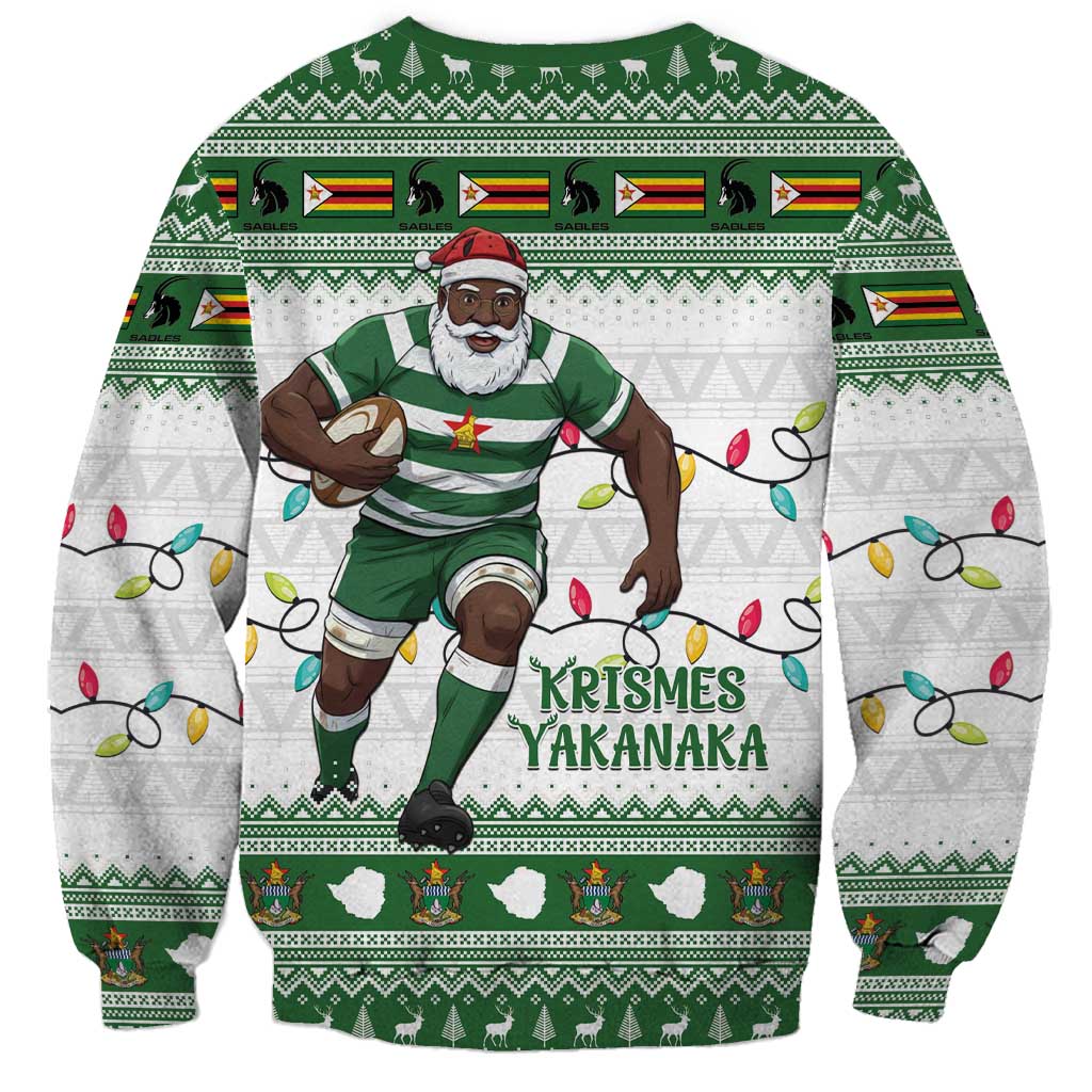 Zimbabwe Rugby Christmas Sweatshirt The Sables Krismes Yakanaka - Wonder Print Shop