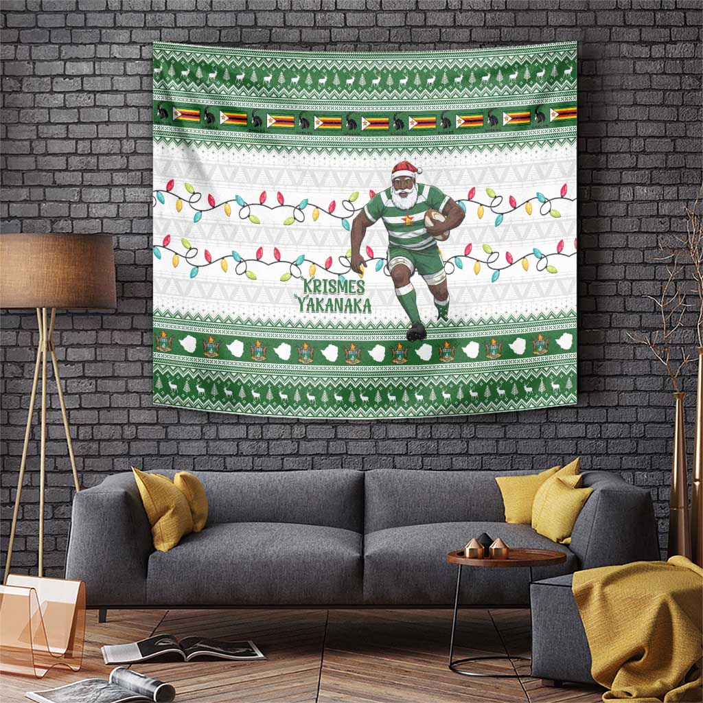 Zimbabwe Rugby Christmas Tapestry The Sables Krismes Yakanaka - Wonder Print Shop