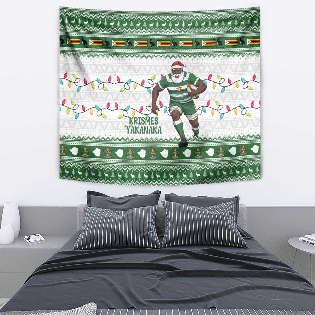 Zimbabwe Rugby Christmas Tapestry The Sables Krismes Yakanaka - Wonder Print Shop