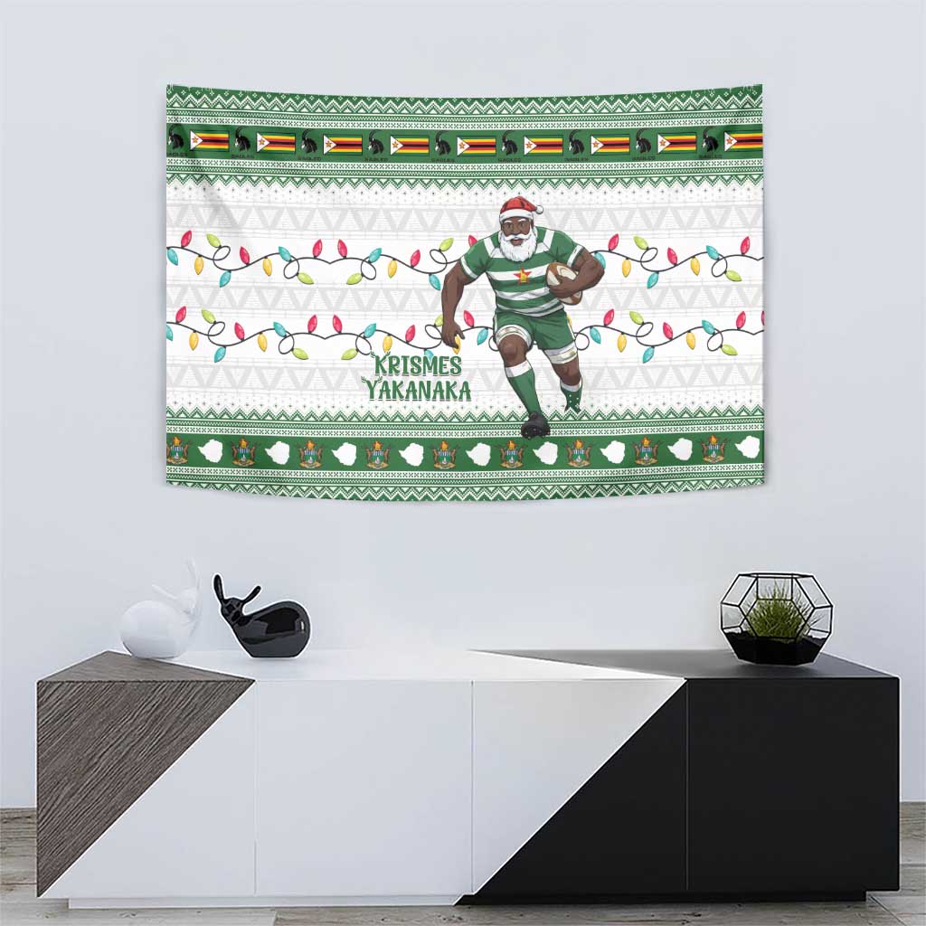 Zimbabwe Rugby Christmas Tapestry The Sables Krismes Yakanaka - Wonder Print Shop