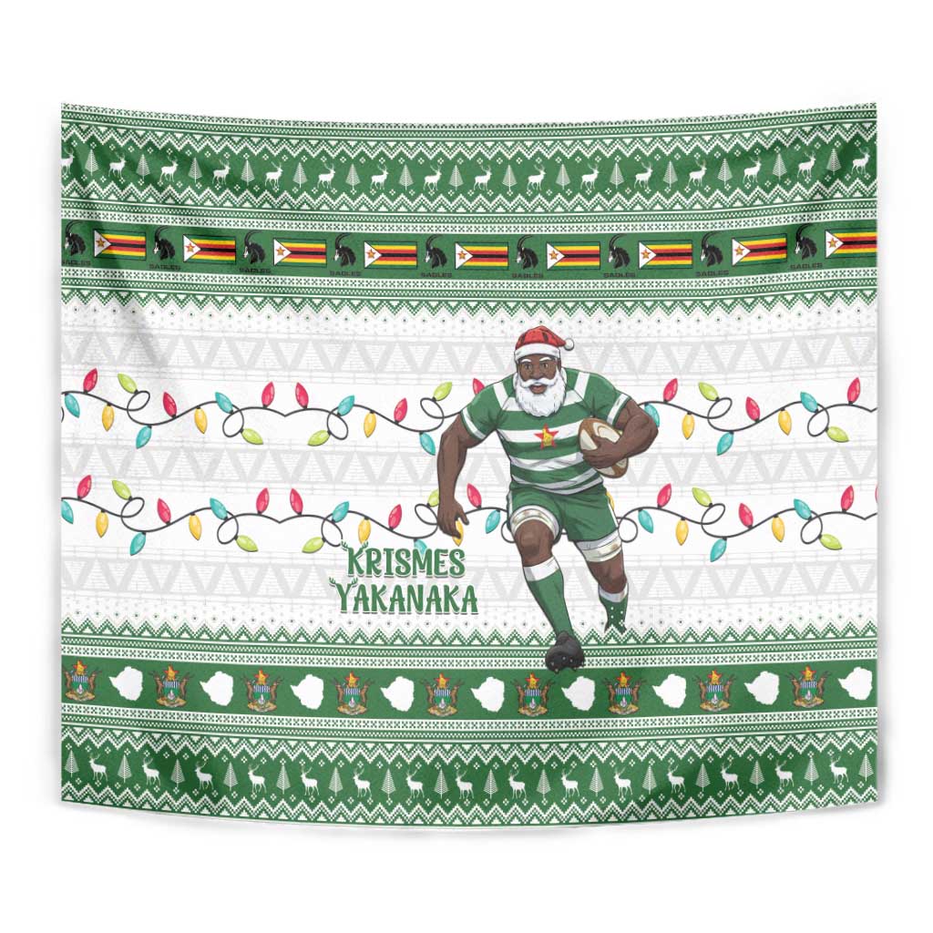 Zimbabwe Rugby Christmas Tapestry The Sables Krismes Yakanaka - Wonder Print Shop