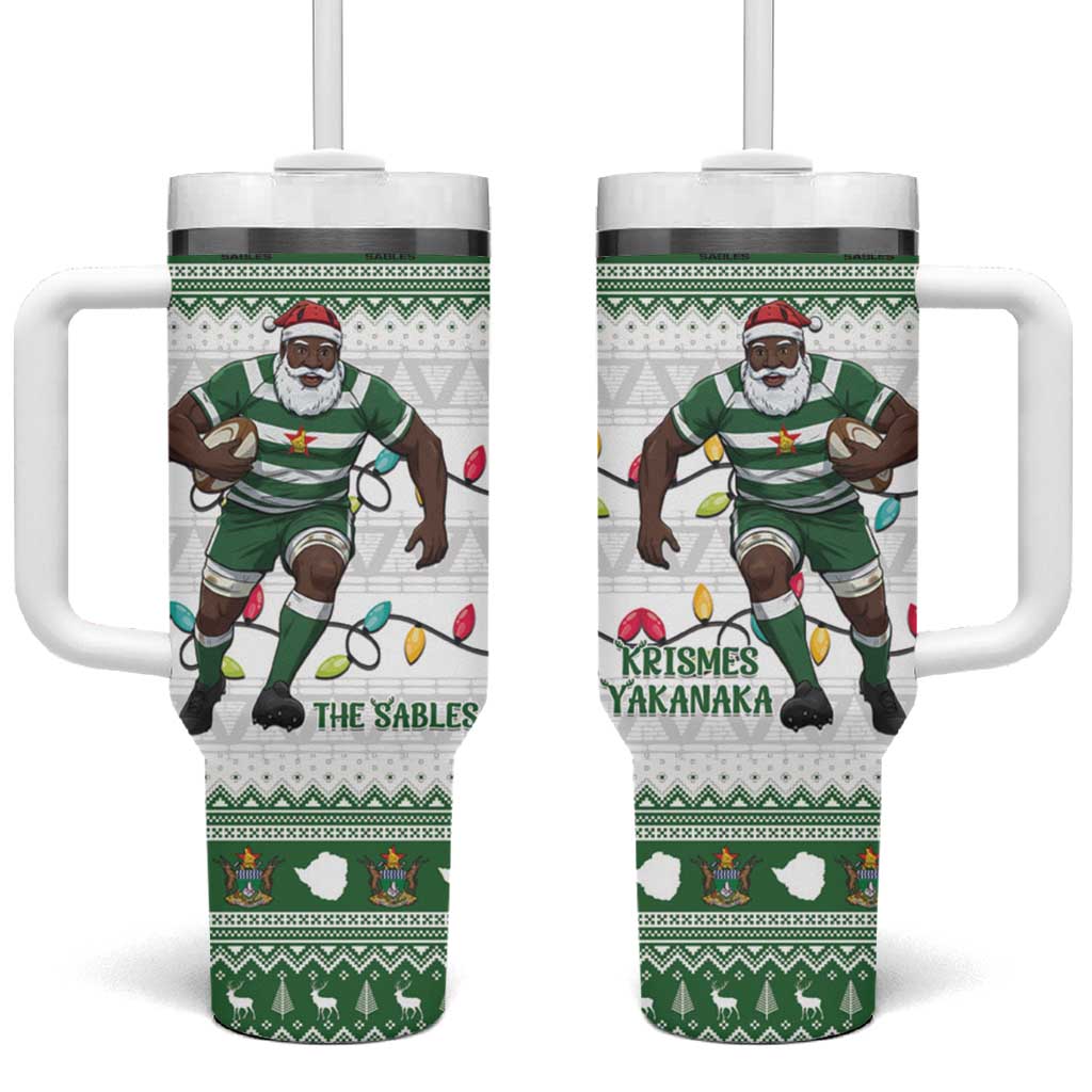Zimbabwe Rugby Christmas Tumbler With Handle The Sables Krismes Yakanaka - Wonder Print Shop