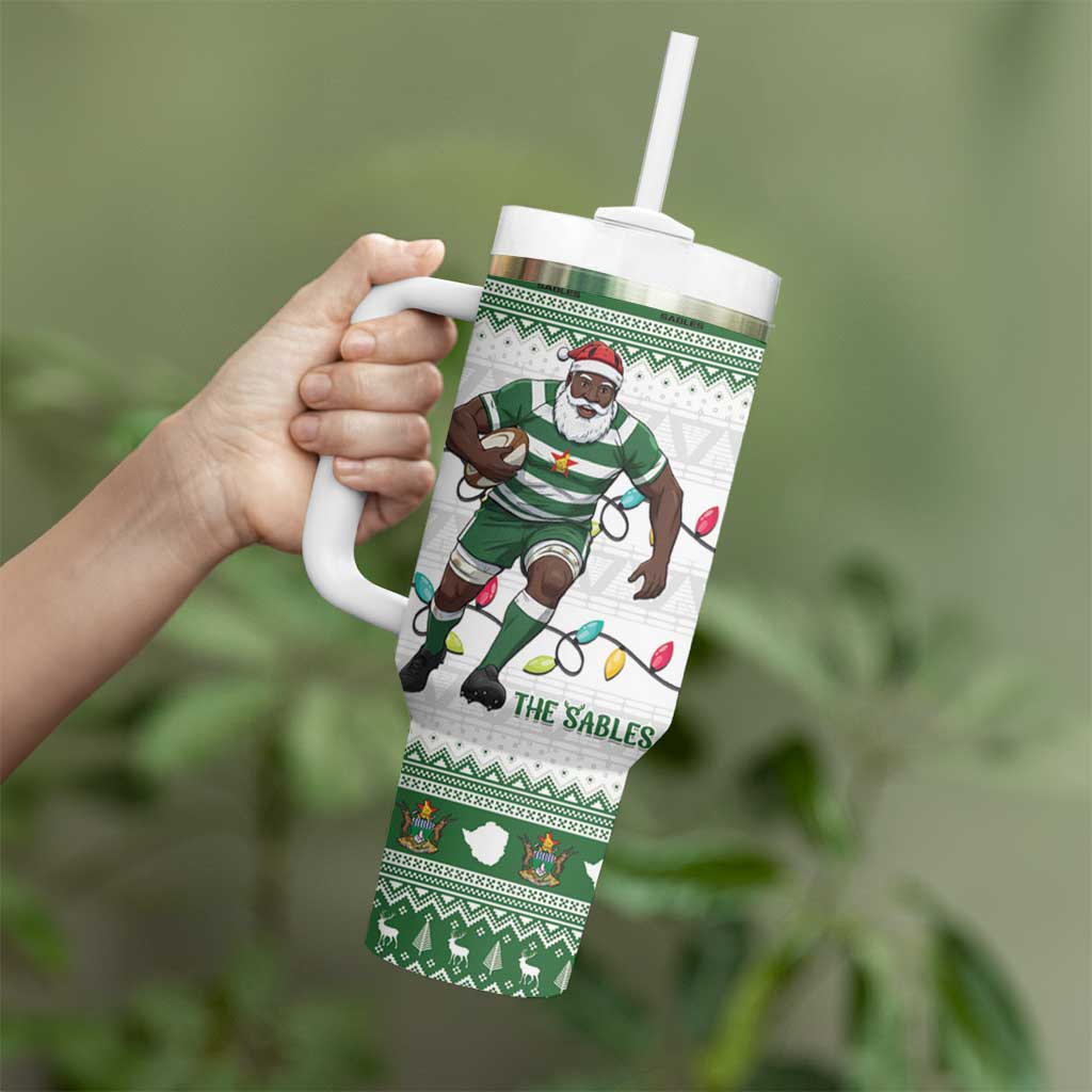 Zimbabwe Rugby Christmas Tumbler With Handle The Sables Krismes Yakanaka - Wonder Print Shop