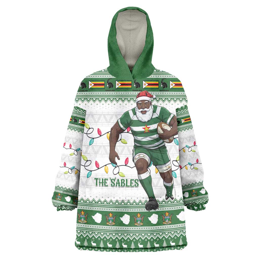 Zimbabwe Rugby Christmas Wearable Blanket Hoodie The Sables Krismes Yakanaka - Wonder Print Shop
