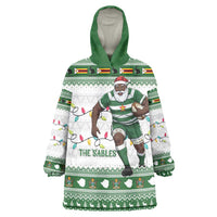 Zimbabwe Rugby Christmas Wearable Blanket Hoodie The Sables Krismes Yakanaka - Wonder Print Shop