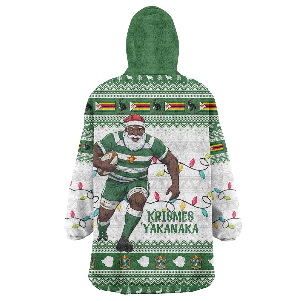 Zimbabwe Rugby Christmas Wearable Blanket Hoodie The Sables Krismes Yakanaka - Wonder Print Shop