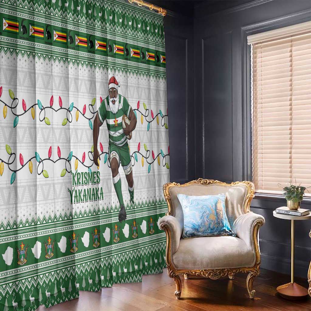 Zimbabwe Rugby Christmas Window Curtain The Sables Krismes Yakanaka - Wonder Print Shop