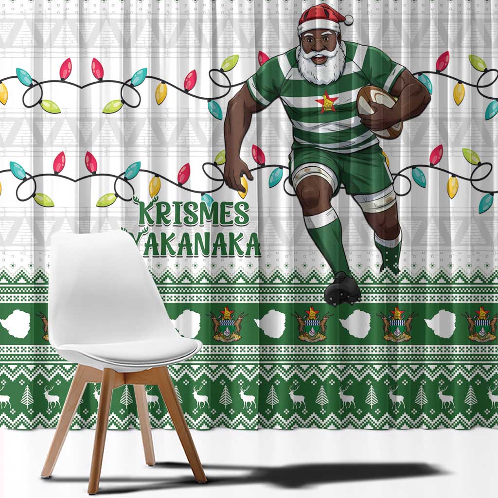 Zimbabwe Rugby Christmas Window Curtain The Sables Krismes Yakanaka - Wonder Print Shop