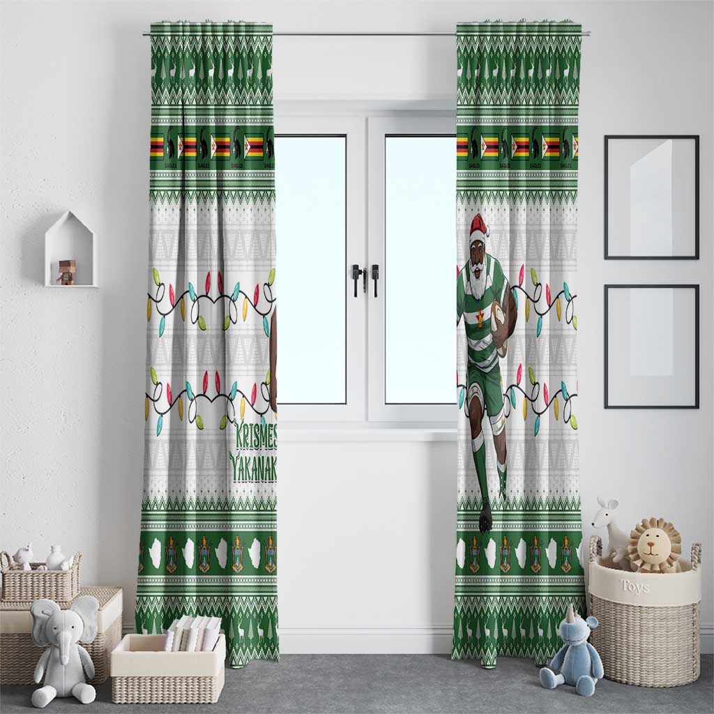Zimbabwe Rugby Christmas Window Curtain The Sables Krismes Yakanaka - Wonder Print Shop